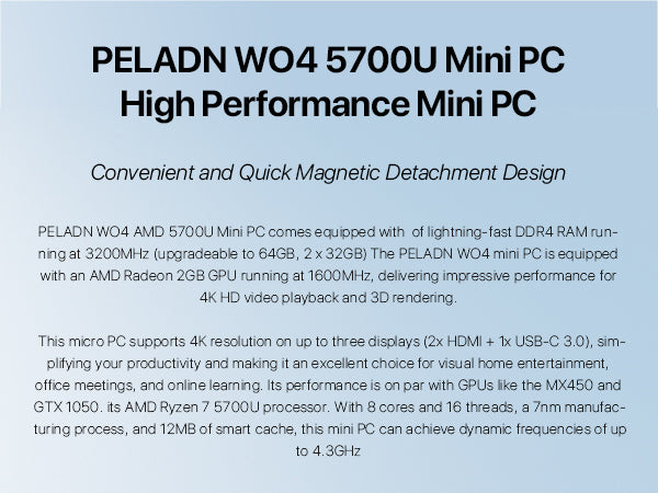 PELADN WO4 Mini PC Ryzen 5 5700U