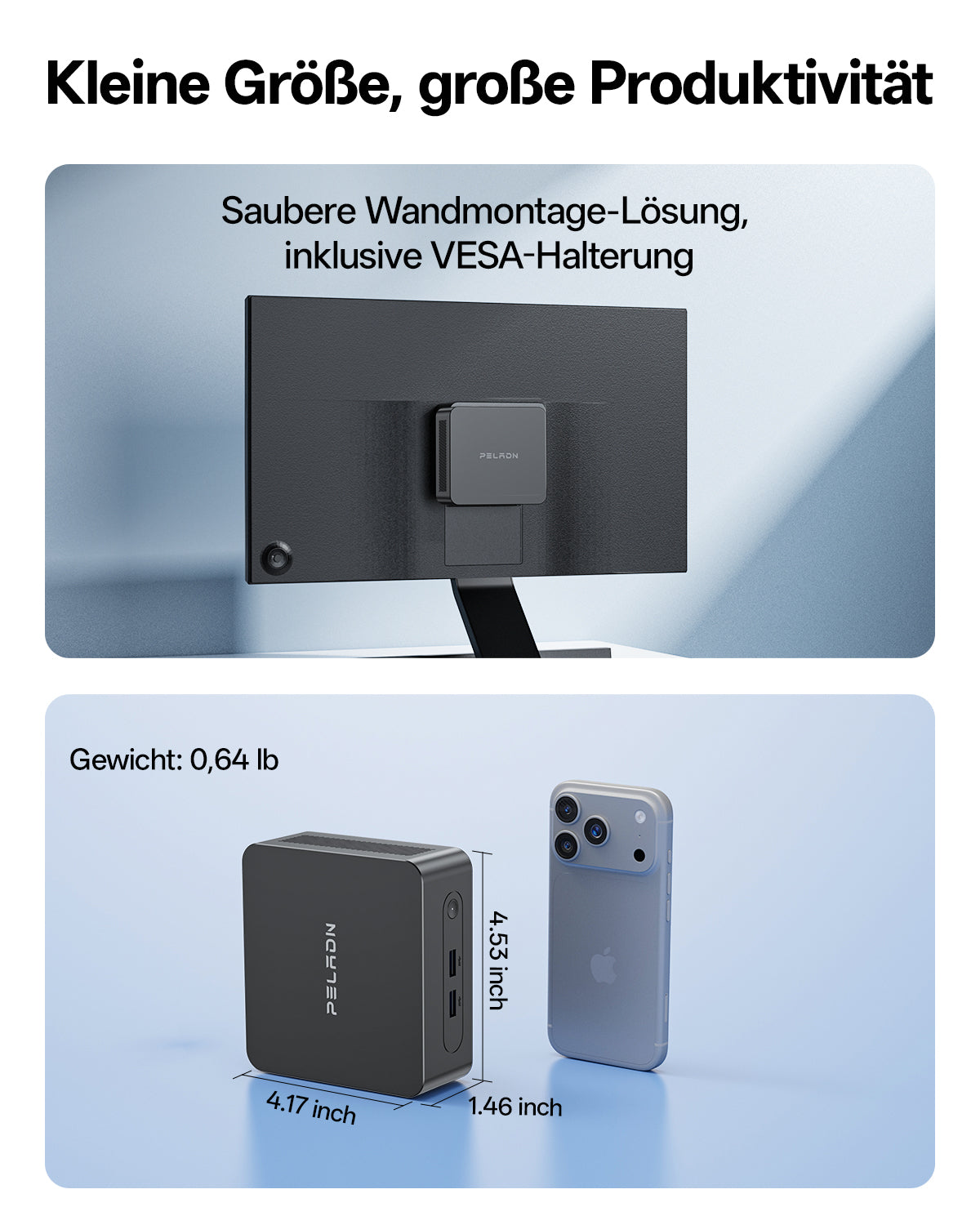 PELADN Wi7 7505 Mini PC 16GB RAM 512GB SSD Mini Computer für Business Office
