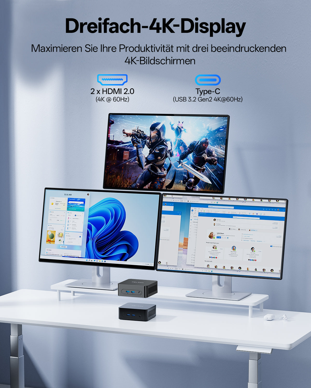 PELADN Wi7 7505 Mini PC 16GB RAM 512GB SSD Mini Computer für Business Office
